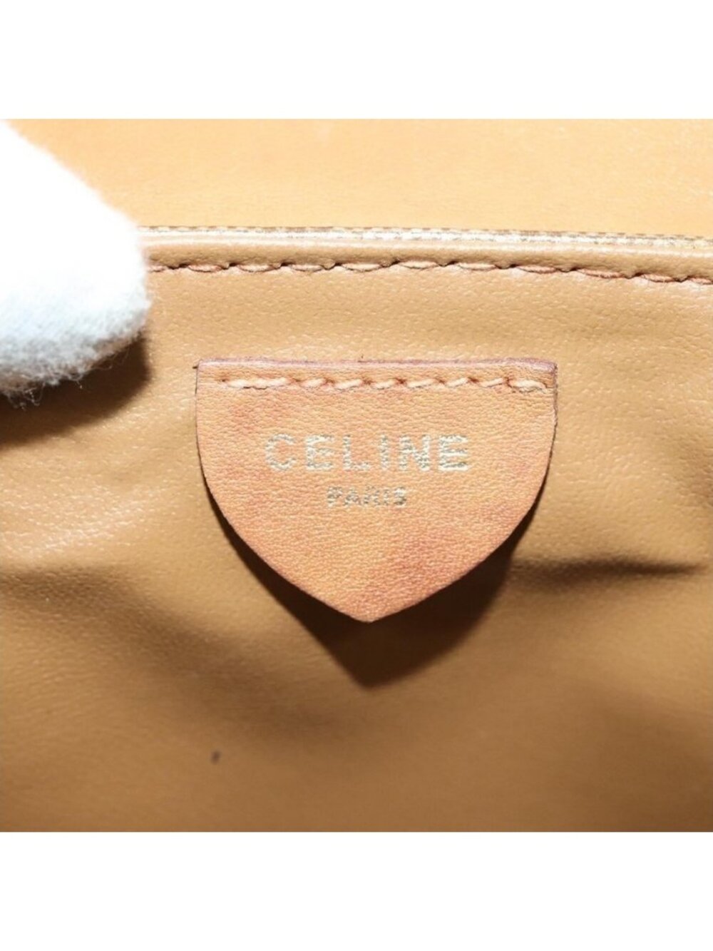 Authentic CELINE Macadam Canvas Shoulder Bag PVC Beige Gold - Picture 8 of 16